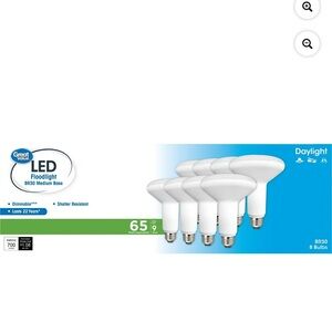 Great Value LED Light Bulb,BR30 Floodlight Lamp E26 Med Base,Dimmable,Daylight,8